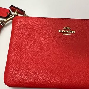 Coach red wristlet
